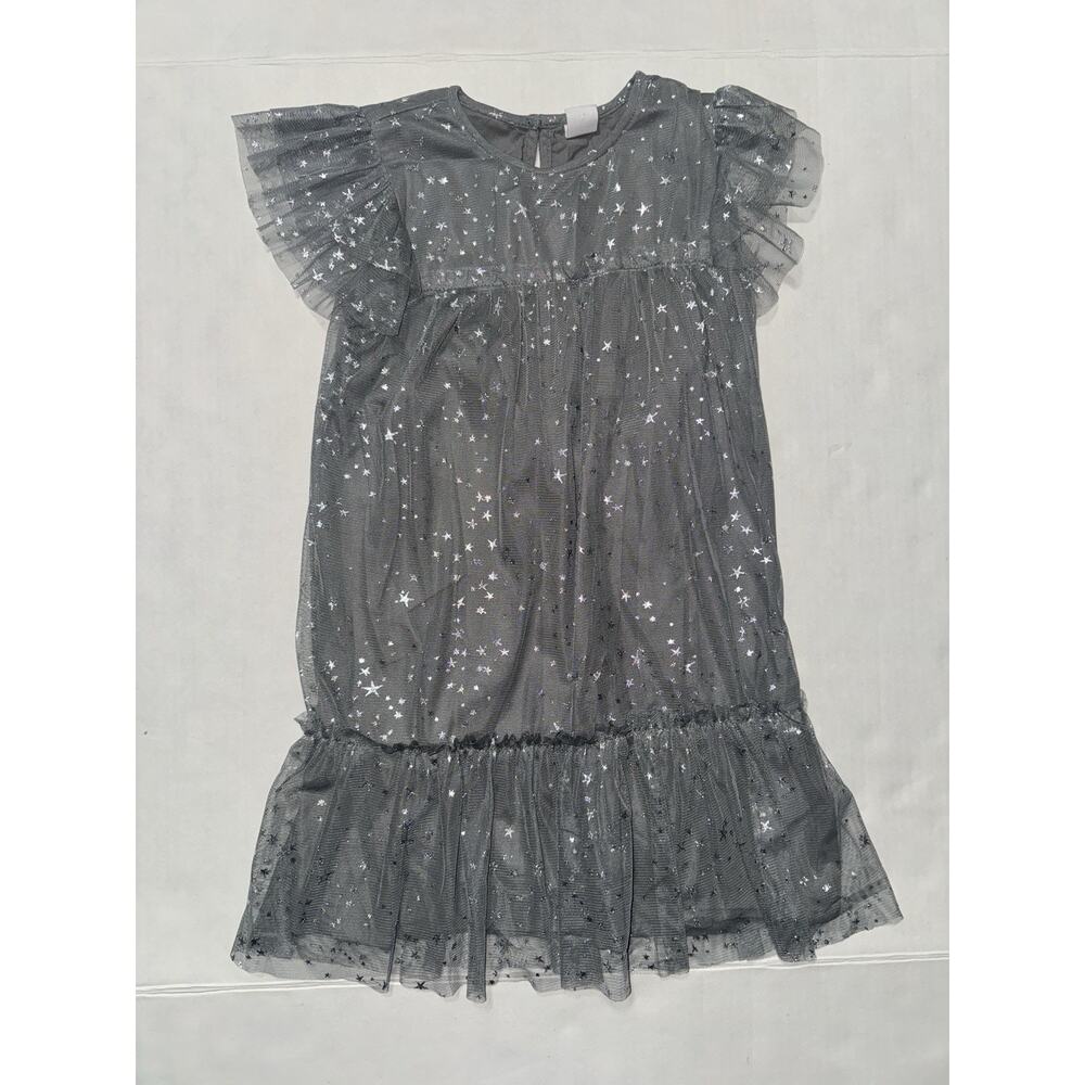 Baby Gap Girls 5 Dress Tulle Ruffle Sleeve Metallic Stars Party Causal